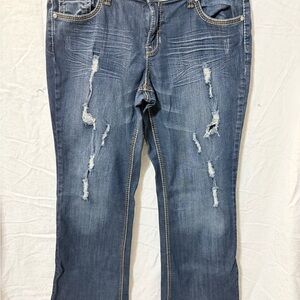 Soundgirl Distressed Denim Straight Leg Jeans